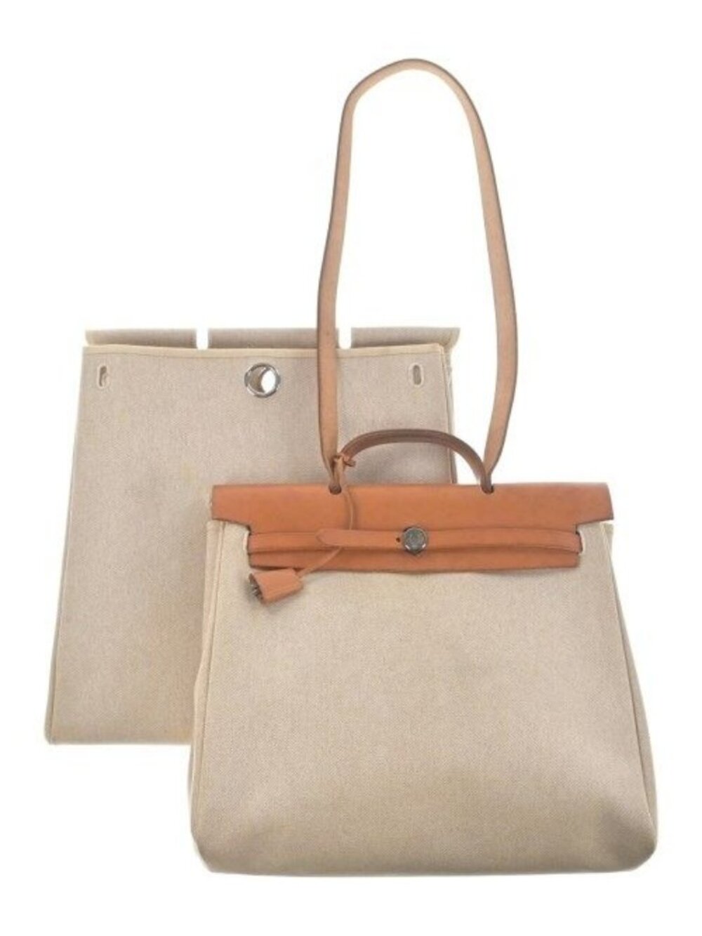 Hermes Herbag MM Shoulder Bag Beige
